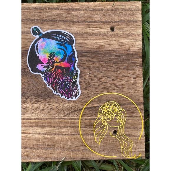 Tie Dye Viking Skull Sticker - Picture 2 of 5